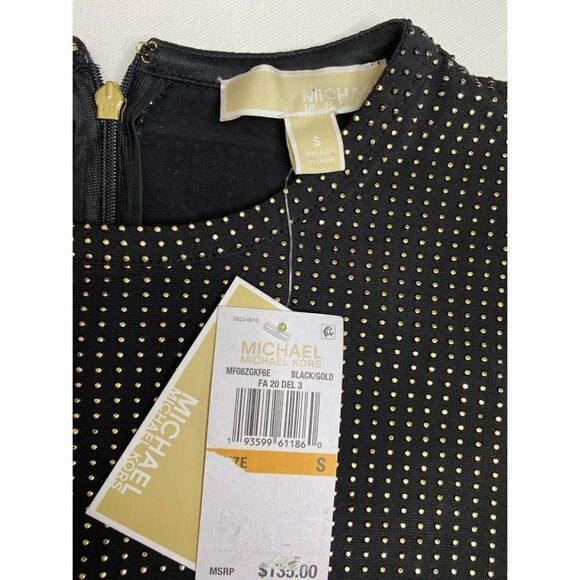 Michael Kors Shift‎ Dress Women's Small Black Gold Metallic Stretchy NEW - Picture 8 of 13